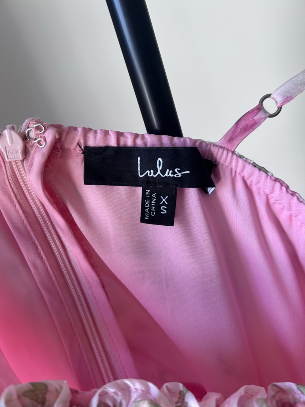 Lulu's Pink Floral Tiered Midi Dress with Spaghetti Straps - Picture 8 of 9